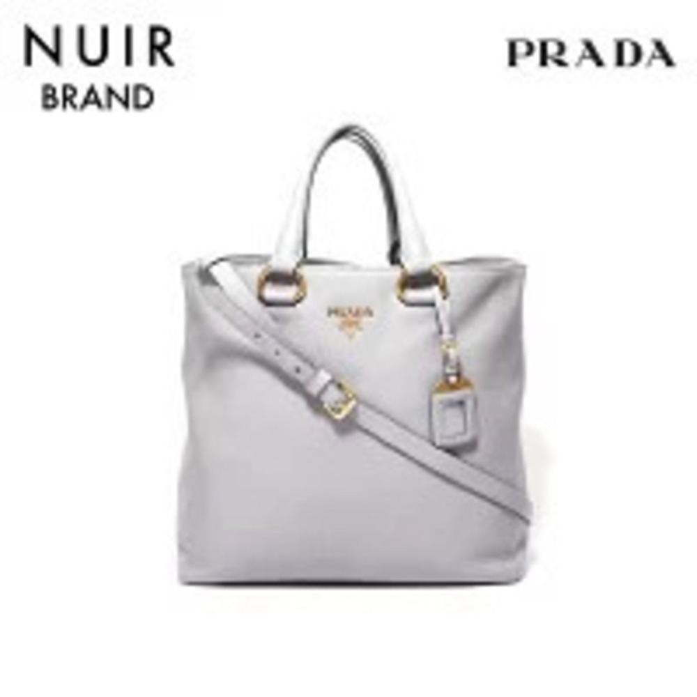 Prada Vitello Phenix Shopping Tote bag beige leather White